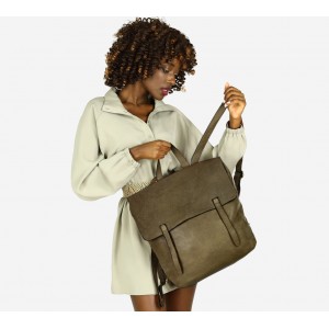 K39F Sac à dos sac à main 2 en 1 femme homme noir marron. Sac à dos unisex urbain cuir italiene vintage 