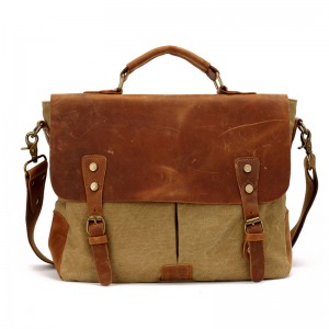 AT1 MESSENGER I VINTAGE™ Mallette porte-documents en canvas et cuir naturel, sac à bandoulière 5 couleurs 