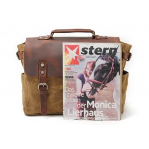 AT1 MESSENGER I VINTAGE™ Mallette porte-documents en canvas et cuir naturel, sac à bandoulière 5 couleurs 