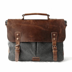 AT1 MESSENGER I VINTAGE™ Mallette porte-documents en canvas et cuir naturel, sac à bandoulière 5 couleurs 